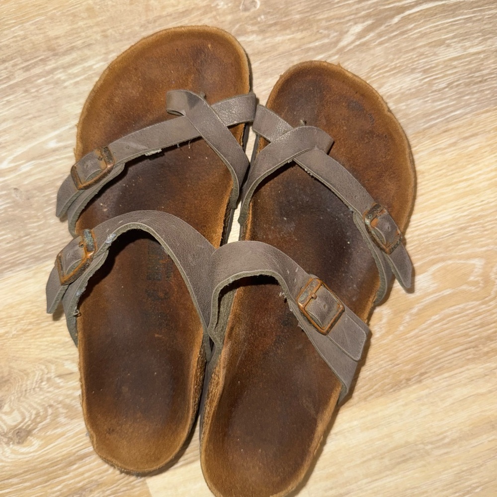 Grey birkenstock sandals